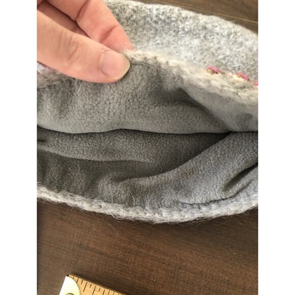 French Knot Lindsay Mason Wool Fleece Lined Hand Embroidered Hat NWT Beaded Gray - Picture 4 of 4